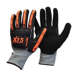 China 13 HPPE Knitted Cut Resistant Mechanic Gloves with Sandy Nitrile Coating CE EN388 4543 wholesale