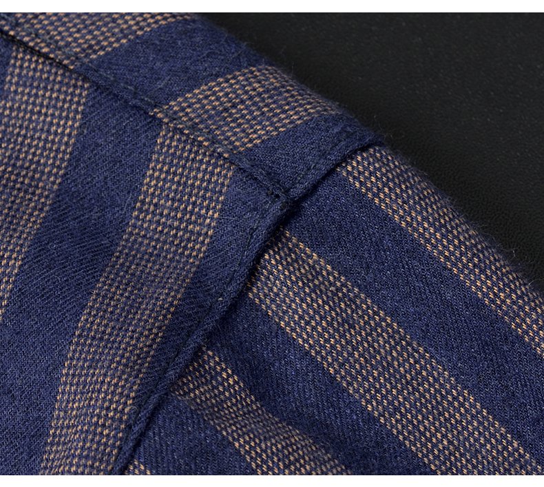 Breathable Dark Blue Long Sleeve Cotton Shirt for Men's Casual Fashion in Autumn 2021
