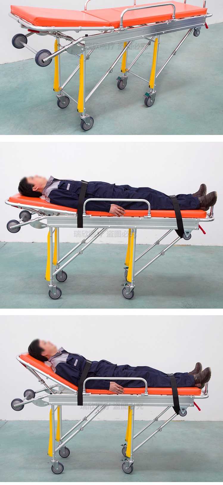 Customized Ambulance Folding Stretcher With Wheels Ambulance Bed Stretcher