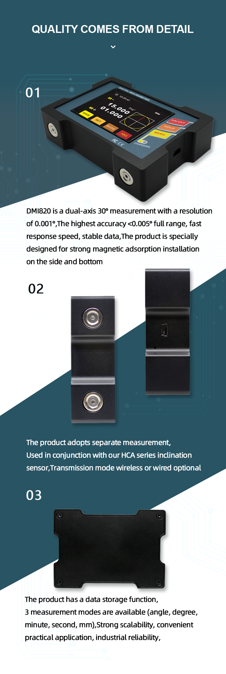 Platform Calibration Dual Axis Digital Inclinometer Industrial Angle