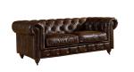 Vintage Dark Brown 2 Seater Leather Sofa Chesterfield Love Seat Solid Wood Frame