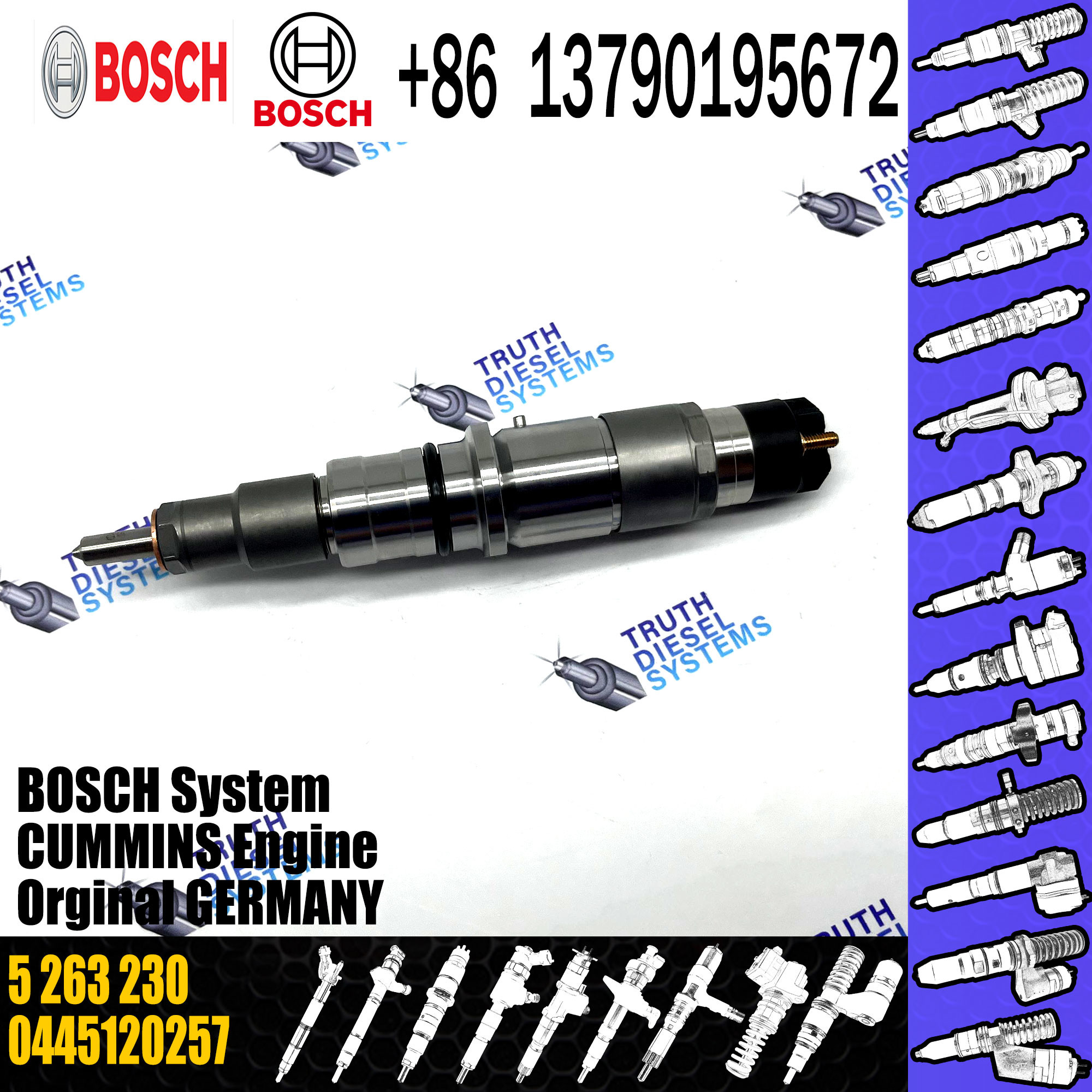High Quality New Diesel Common Rail Fuel Injector 0445120257 5263230 for Cummins ISC ISLE engine