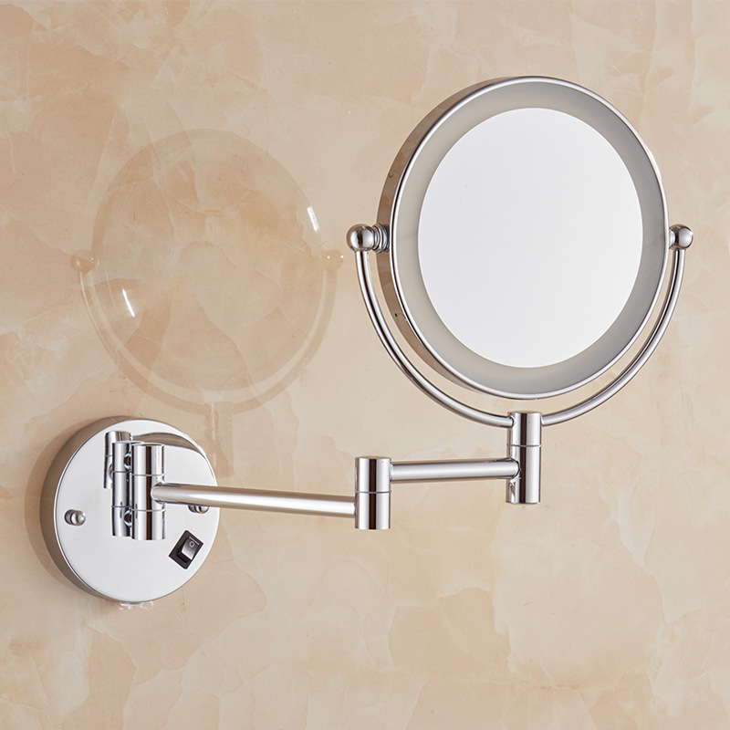 Bathroom accessories Metal Wall Telescopic Double Side Mirror makeup double sided Round mirror