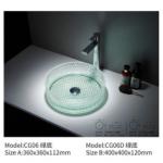 Round Golden Glass Bathroom Vessel Sink Colorful For Hotel