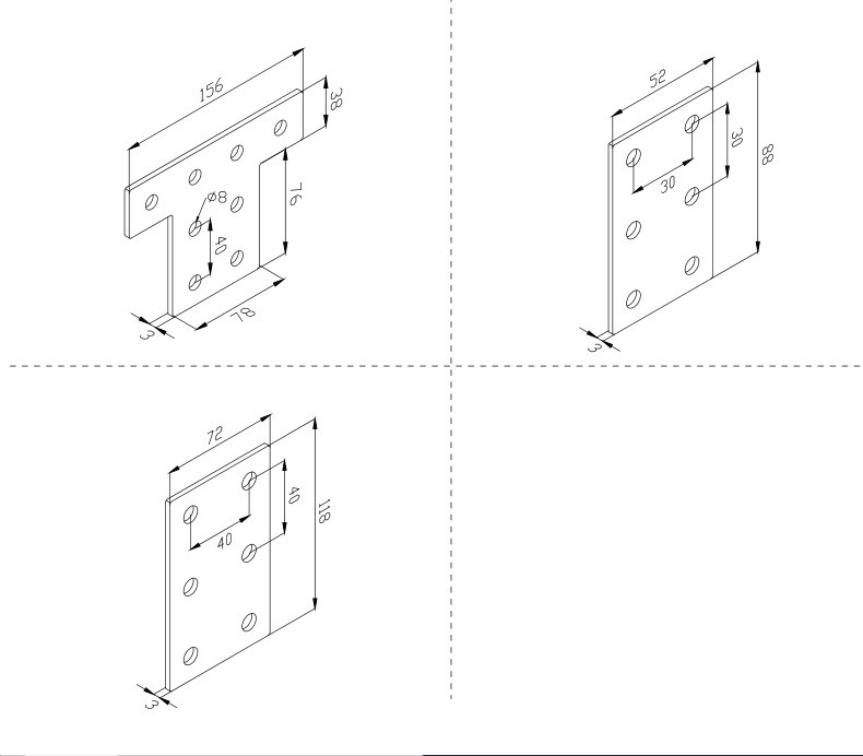 5052 Metal Laser Cutting Parts 0.01-0.1mm T-Shaped L-Shaped Cross Shaped Connecting Plate