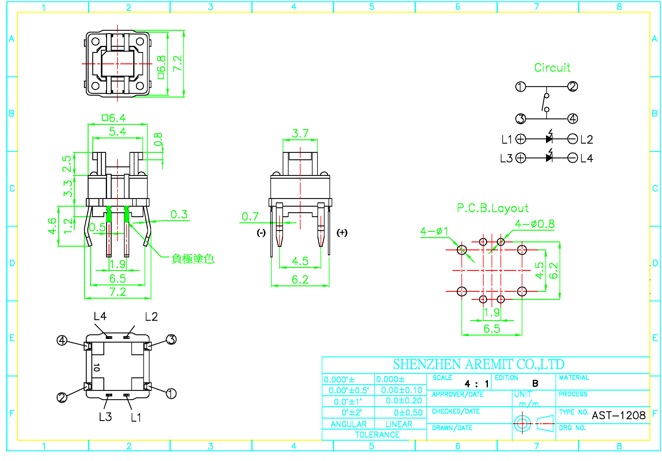 Led Tact Switch AST-1208