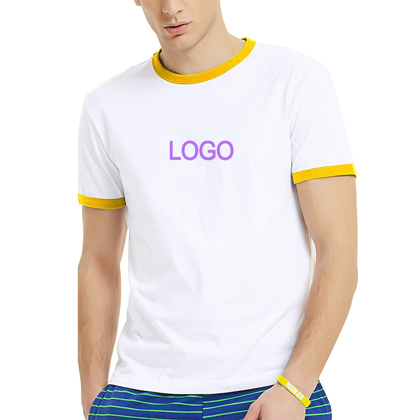 Fast Shipping Custom Ringer T Shirt with Heavy Ribbing Neckline and 100% Cotton Fabric