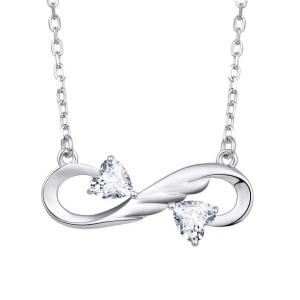 China YASVITTI 925 Sterling Silver Infinity Heart Necklace Heart Cubic Zircon Luxury Women Necklace Jewelry wholesale