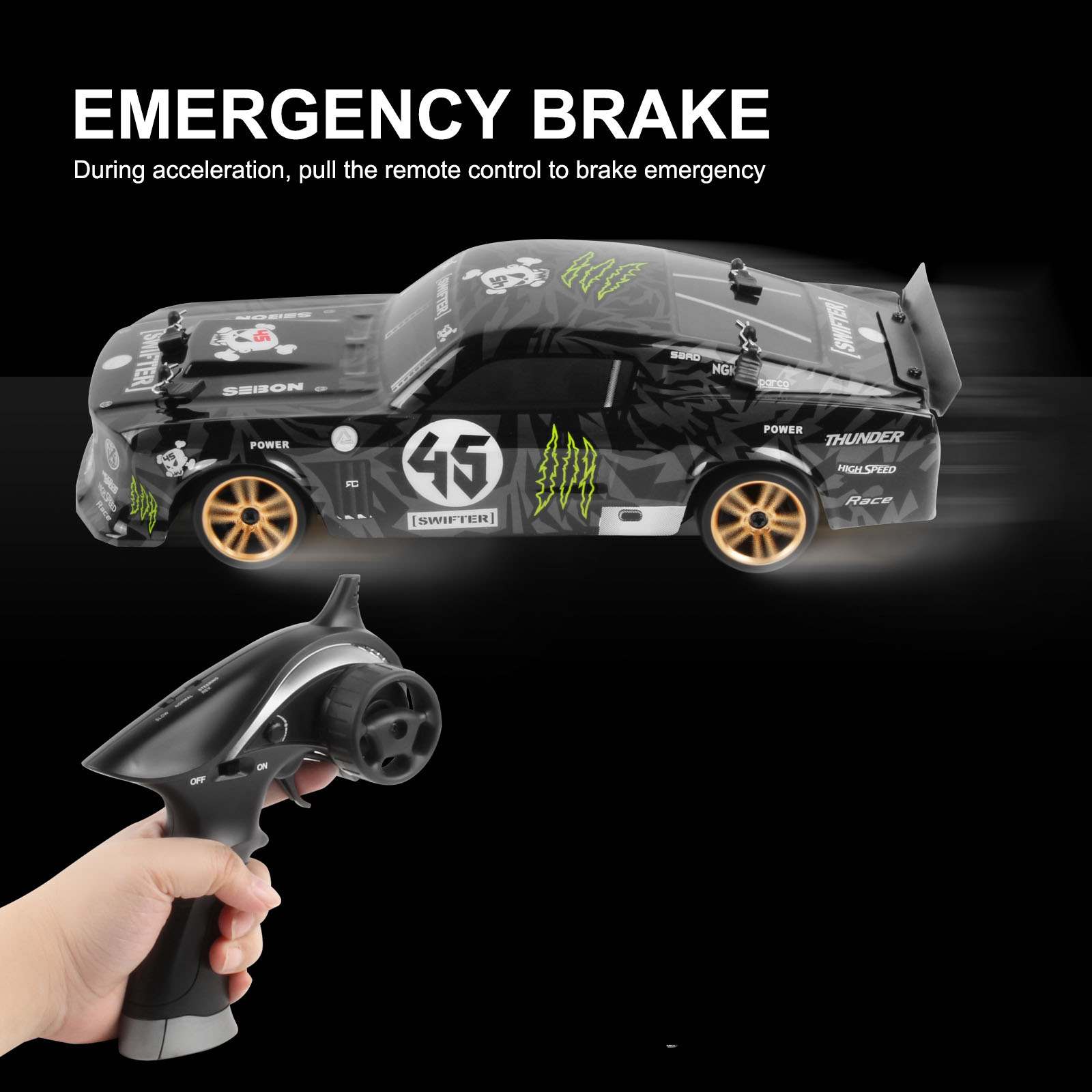 1/18 Four-Wheel Drive Plastic Remote Control Car 2.4G for Children RC Racing Electric Toy