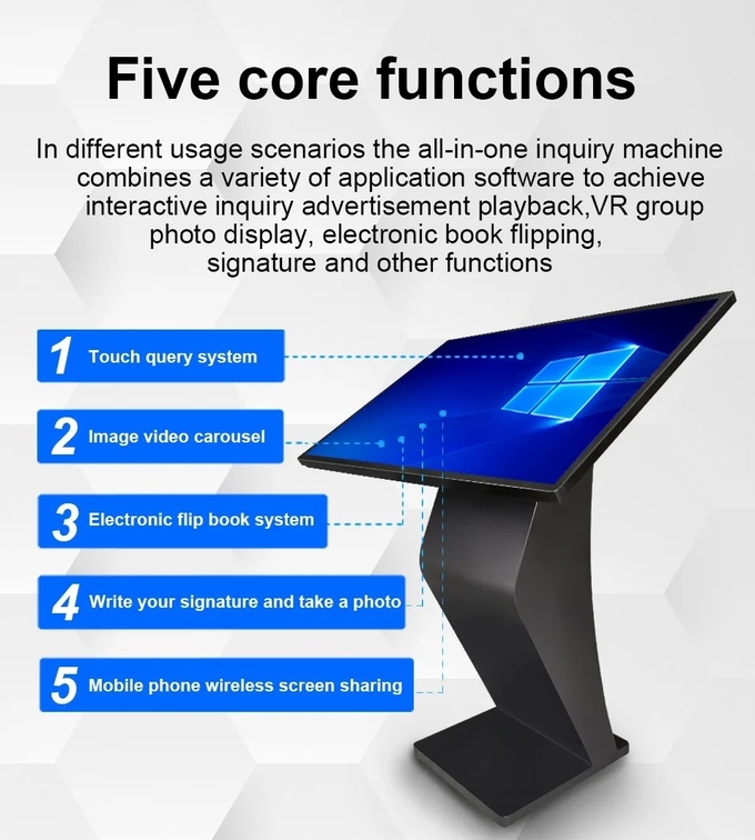 All In One Interactive Self Service Kiosk 21.5 32 43 55 Inch Touch 1920 X 1080