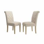 H39.2" Solid Wood Tufted Parsons Fabric Dining Room Chairs