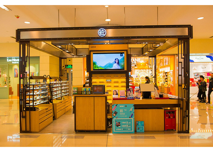 Wooden Eyeglass Display Case / Eyewear Display Case Double Side With Light