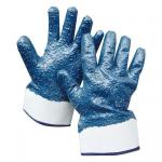Blue Color Nitrile Dipped Work Gloves Firm Grip Safety Cuff High Abrasion