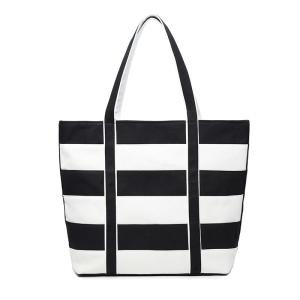 Womens Printed Stripes Casual Large Canvas Bags , Shoulder Tote Bags
