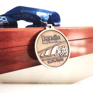 China Metal Antique Danville Half Marathon Running Medal with Printed Sublimation Lanyard wholesale