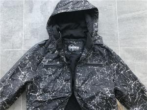 China Black Mens Polyester Jacket Coated Printed With Detachable Hood TW58570 wholesale