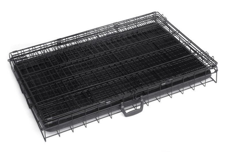 48'' Black Powder Coated Wire Mesh Small Size Dog Kennel with ABS Plastic Tray with One door/Two door/Three door