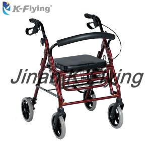 China Deluxe Height Adjustable Adult Walker Rollator Folding Metal Aluminum wholesale