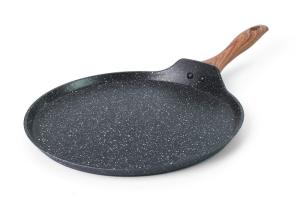China FDA Wooden Handle Round 4.5cm Marble Coating Fry Pan wholesale