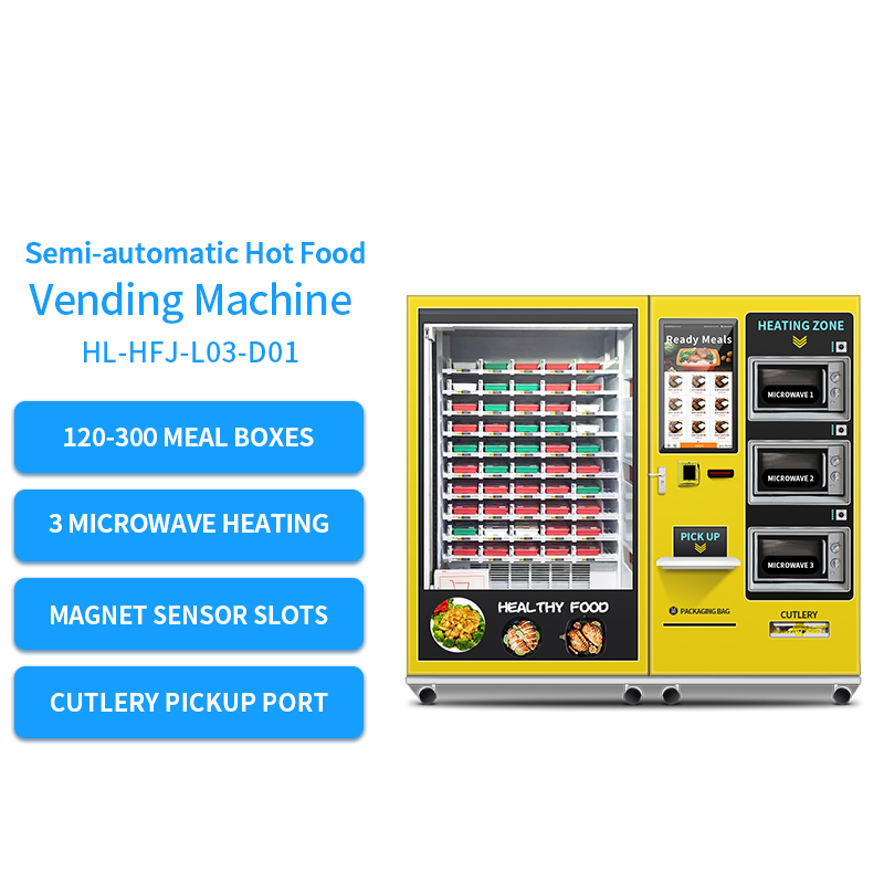 GYM Healthy Food Nutritious diet Vending Machine Semi-Automatic Customized Hot Food Vending Machine With 3 Microwave