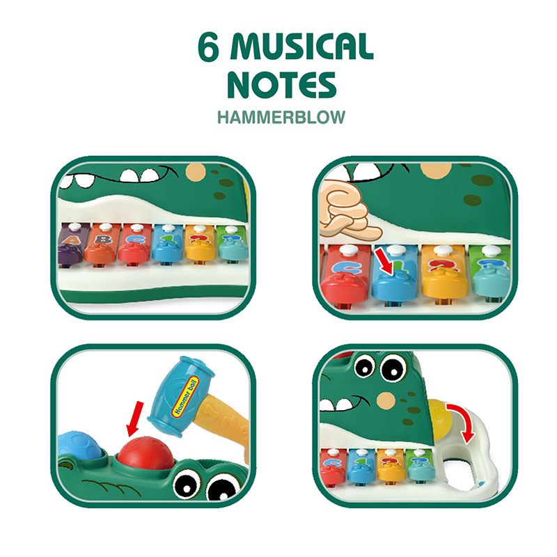 Kids Learning Montessori Education Fun Knocking Ball Crocodile Music Busy Board Puzzle Hammering Pounding Toy