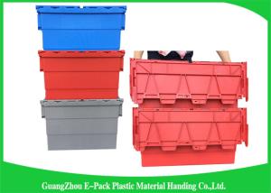China Red Plastic Attached Lid Containers / 43L Plastic Storage Bins wholesale
