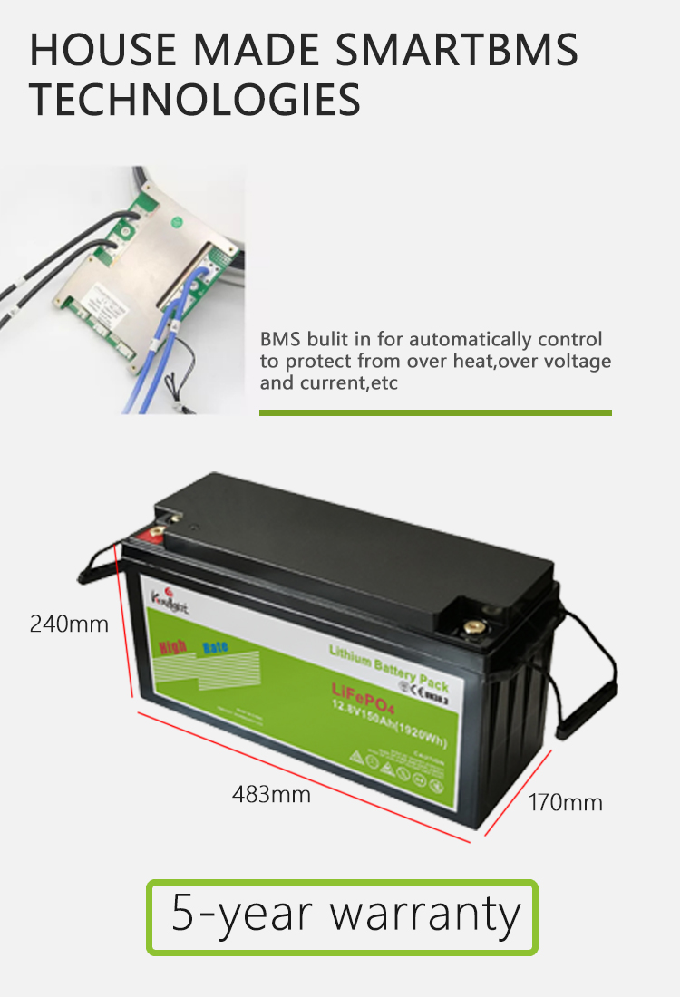 12v 150ah Lithium Ion Battery Lifepo4 Solar Rv Backup Battery For Street Light