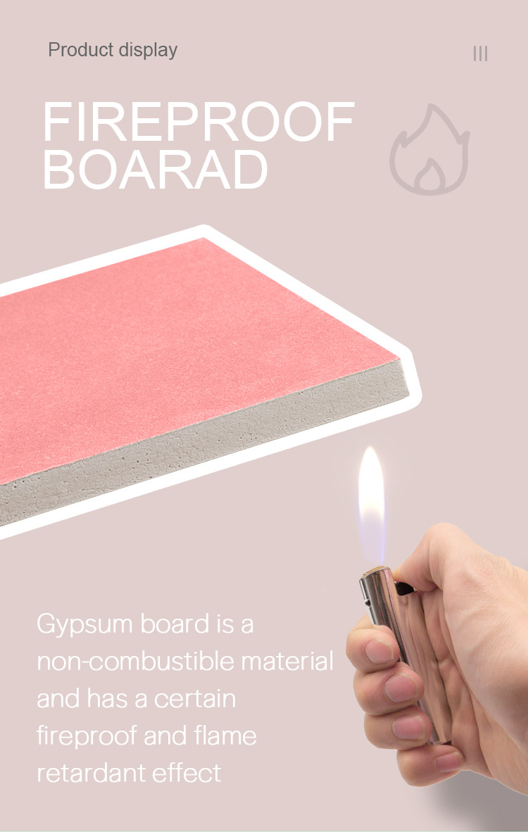 Wholesale Gypsum Board Ceiling 1220X2440Mm Interior Non-Combustible Gypsum Core Fire Resistant Plasterboard