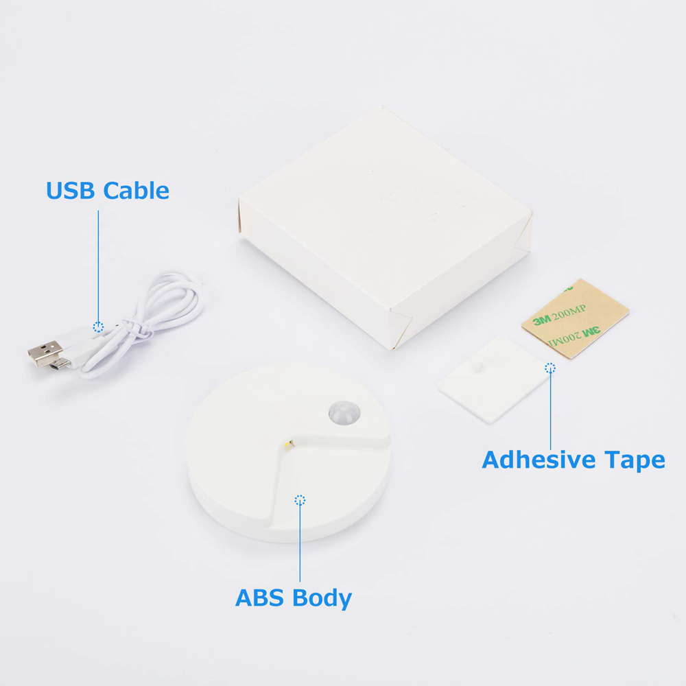 80mm Diameter 14.5mm Thickness Battery Operated Motion Sensor Light Cold White