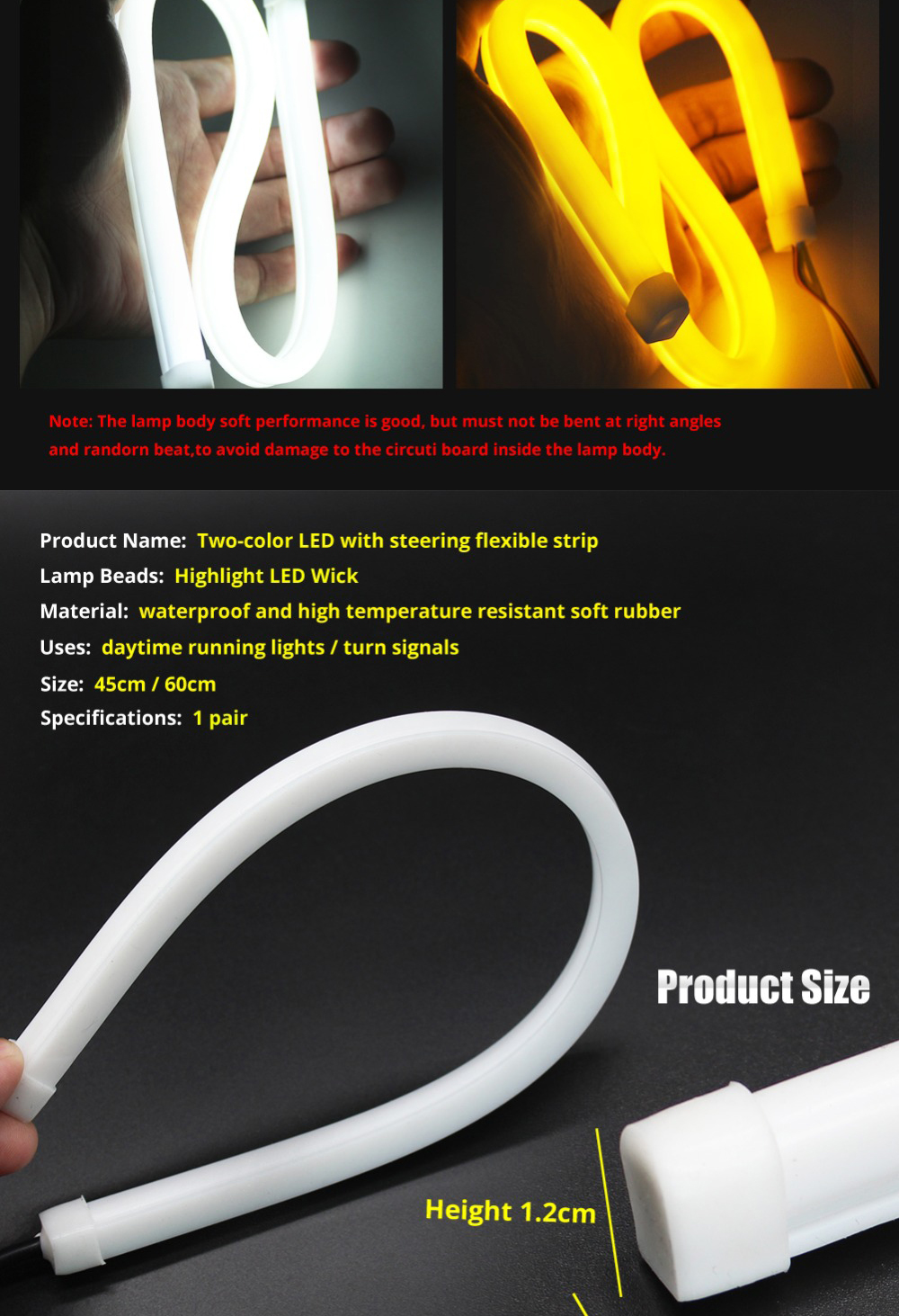 Soft Sequential Vehicle DRL 12v Led Daytime Running Lights 6500K 10W