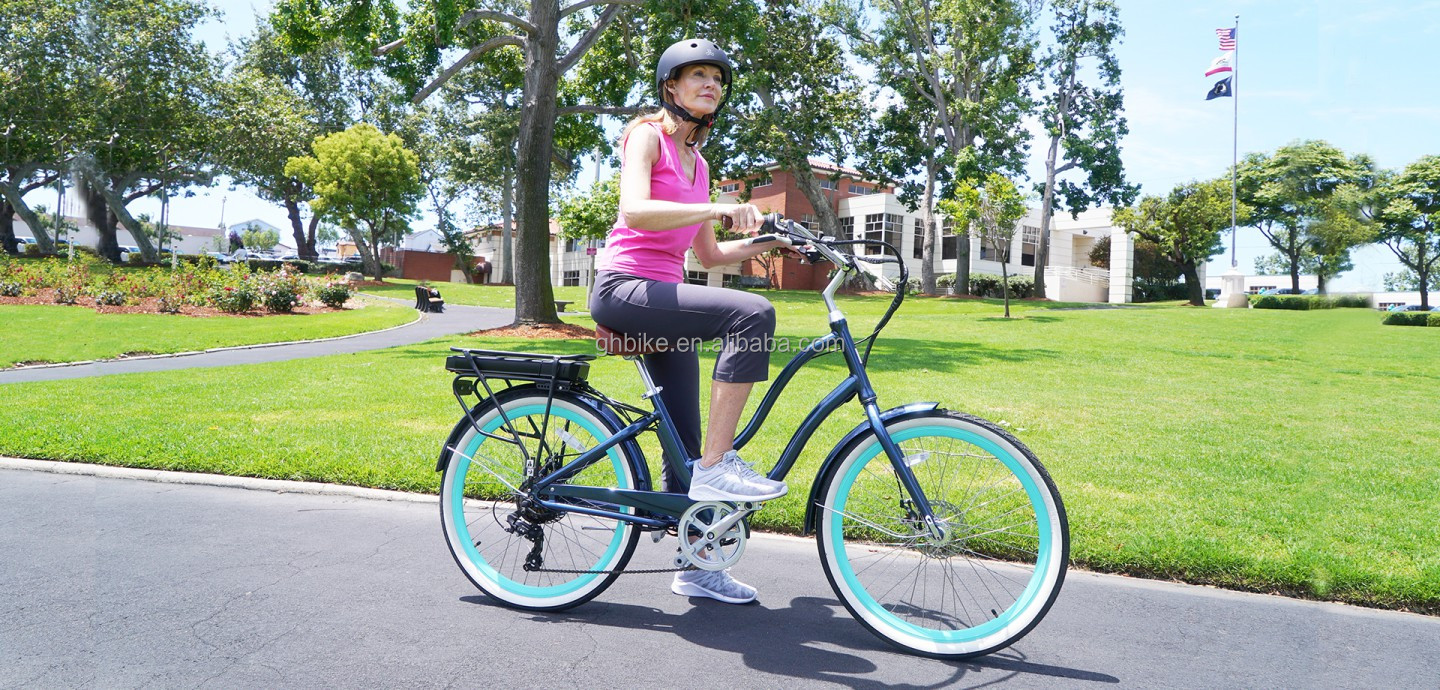 Power Supply Lithium Battery 48V 14AH Electric Beach Cruiser Bicycle for Women Adults