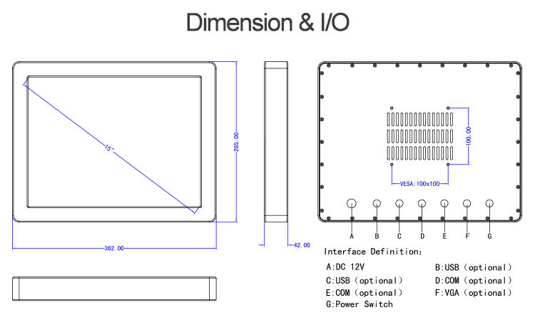 Ip68 Touch Screen Computers Panel Pc With Waterproof Cable