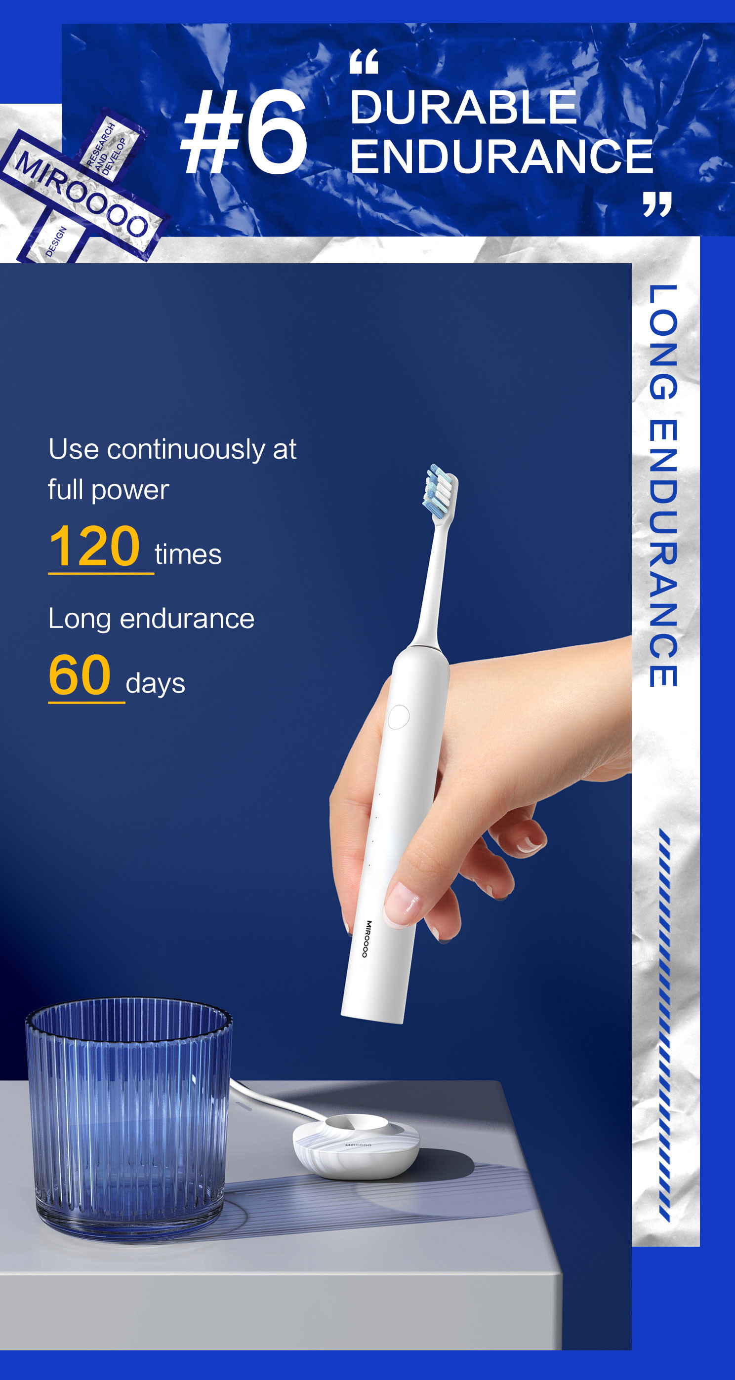 IPX7 Sonic Waterproof Electric Toothbrush Rechargeable Customized Logo