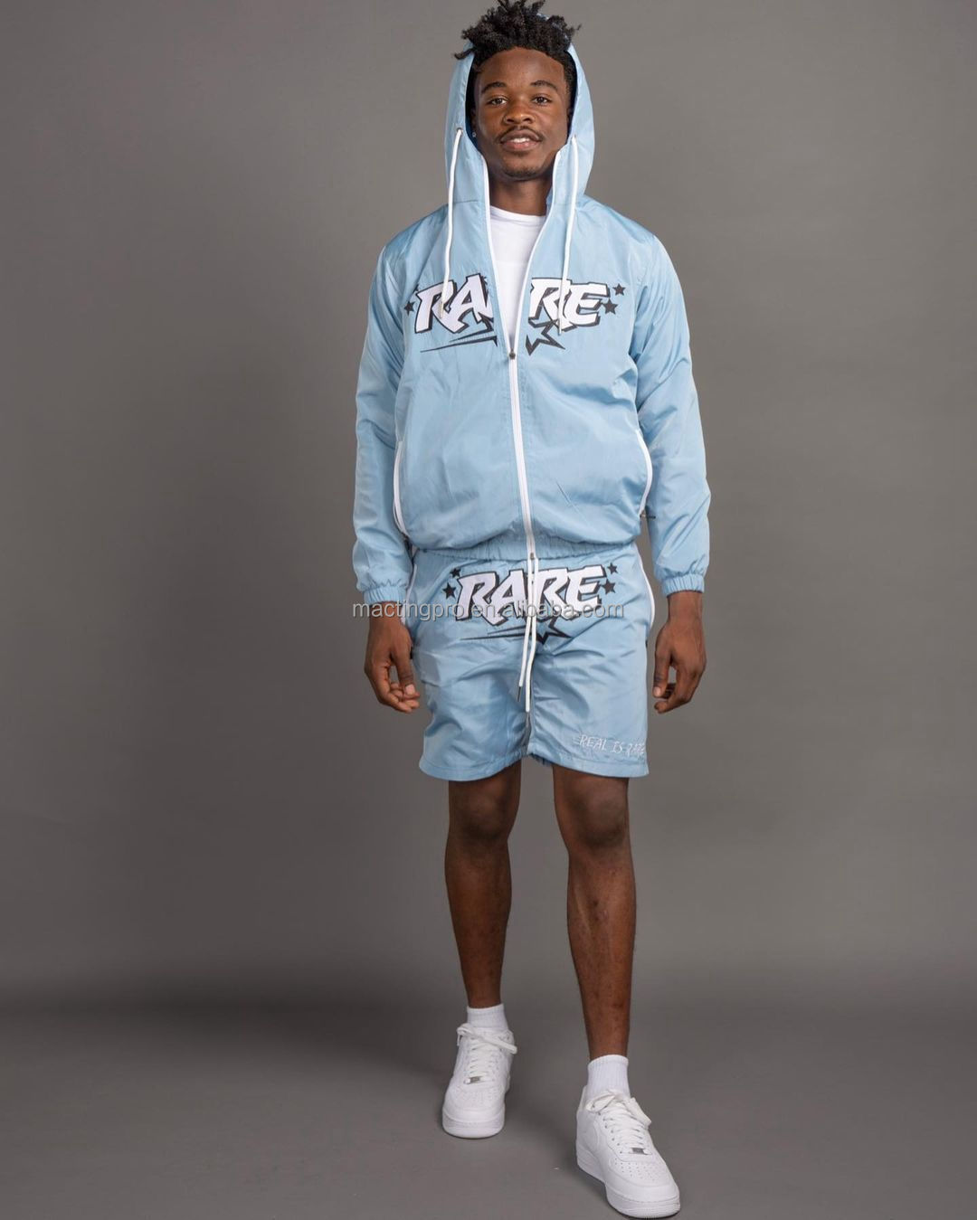 Summer Casual Men's Reflective Tracksuit Sets with Custom Logo Print Hoodie and Shorts