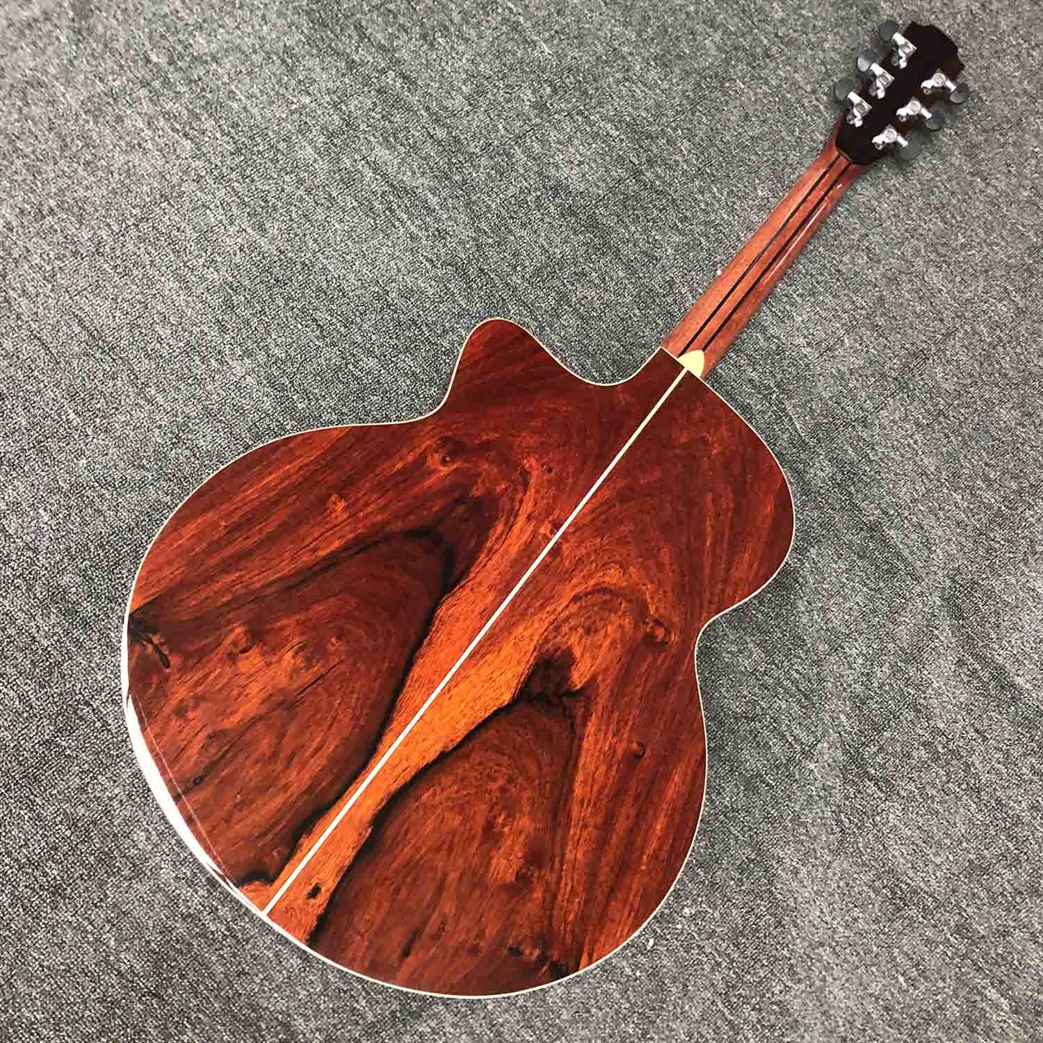 Custom AA Aaaa Solid Wood Jumbo Acoustic Guitar Solid Cocobolo Back Side Lowden Type Built in Pickup Electronic EQ