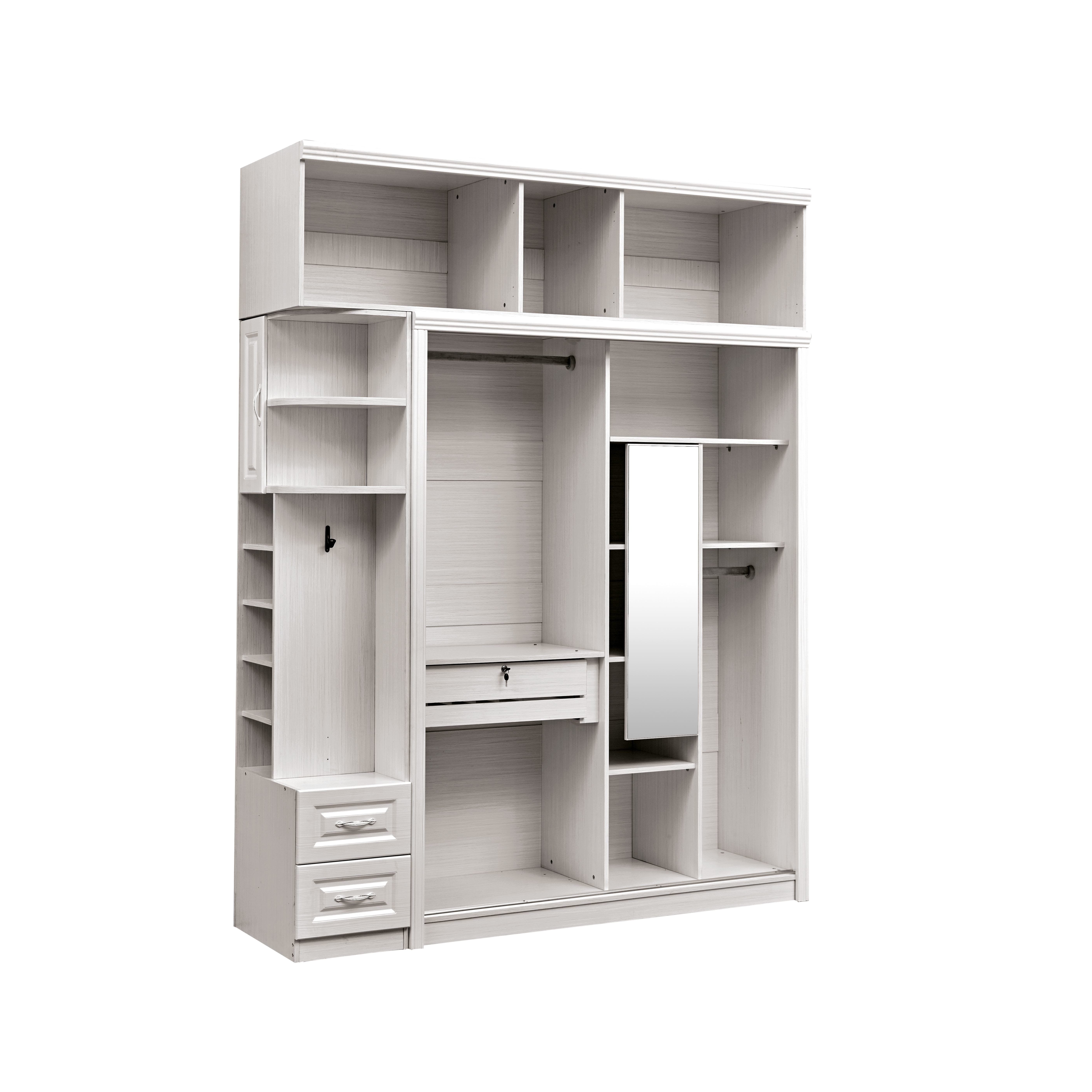 Eco Friendly White Wooden Wardrobe With Sliding Door Washable Height 20cm