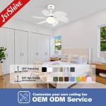 1stshine Ceiling Fan Light with White Blades and 6 Speeds 110-240V/50Hz-60Hz