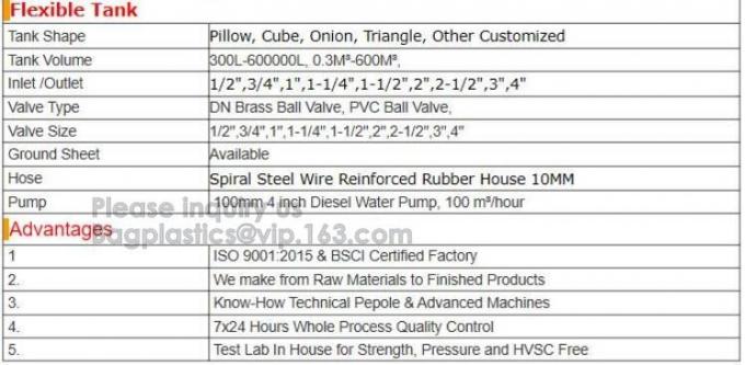 TPU Frame Bag, flexible Water Tank, Liquid Storage, Fuel Pillow, tank storage, Bladder Bag, Fuel Oil Transport