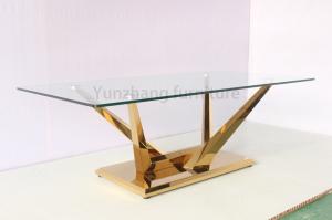 China Sturdy And Stylish Luxury Modern Dining Tables With Metal Base wholesale