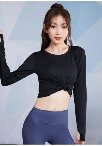 China BSCI Dry fit Women'S Athletic Clothing Long Sleeve Round Neck Crop Top wholesale