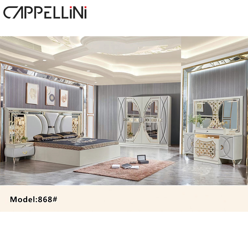 Modern Bedroom Sets Furniture MDF PU Leather Wood Material SGS