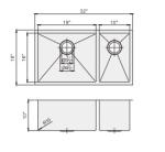 Household Luxury Italian Double Bowl Kitchen Sink Rectangular Bowl Shape