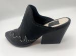 Sparkly Closed Toe Platform Womens Dress Shoes Black Soft Cow Suede Leather