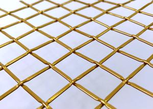 China 83% Gold Color Architectural Woven Metal Mesh For Stainless Steel Fabrics Cabinet wholesale