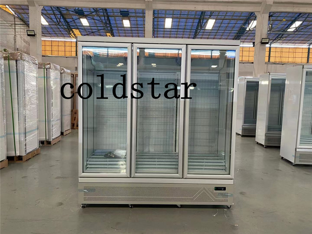 2~8℃ R290 Supermarket fridge glass door cold drink upright cooler display case