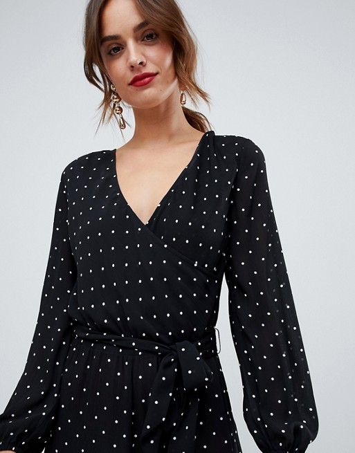 OEM hot sale long sleeve girls spot jumpsuit with wrap