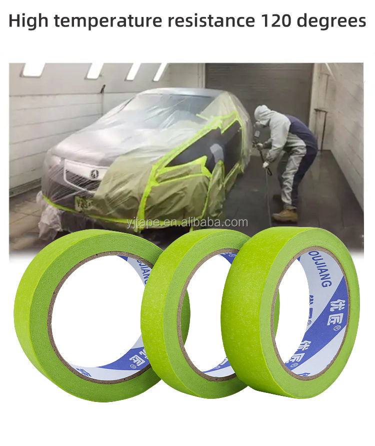 Automotive Refinish Green Paper Masking Tape With 150-170 Micron Thickness