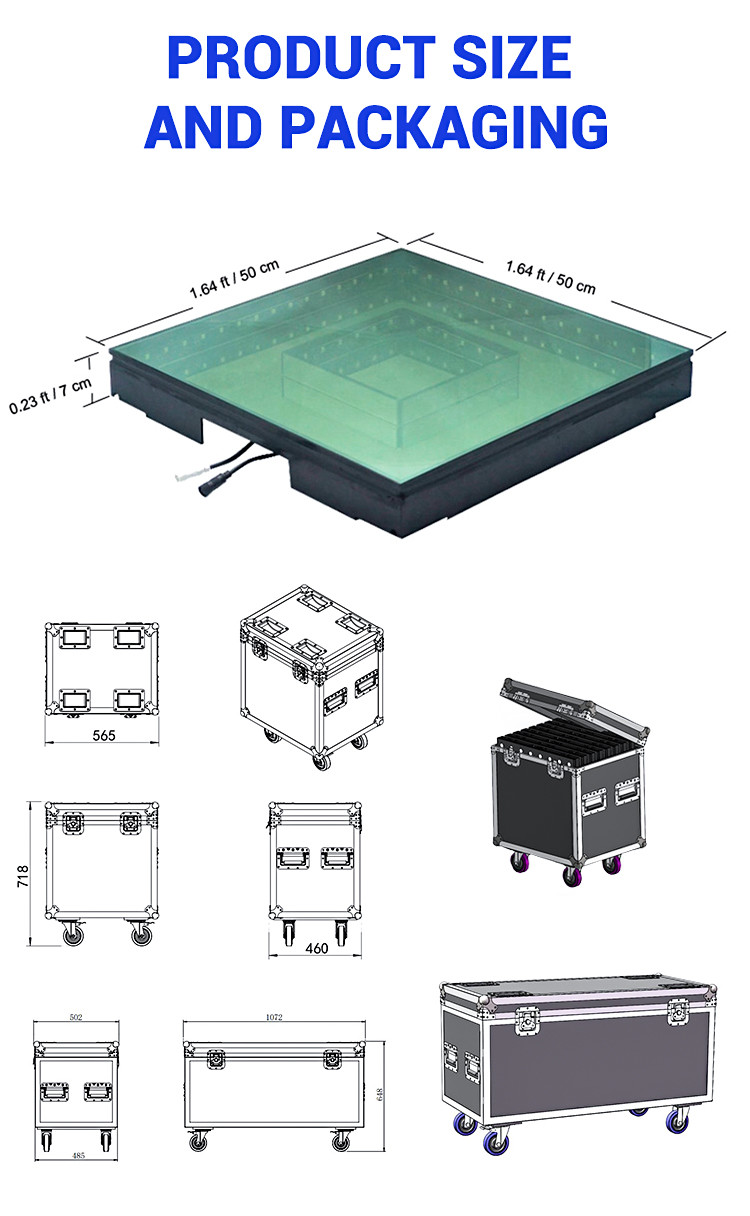 Wireless Stage Lighting Equipments Magnet 3D Mirror Led Dance Floor Portable