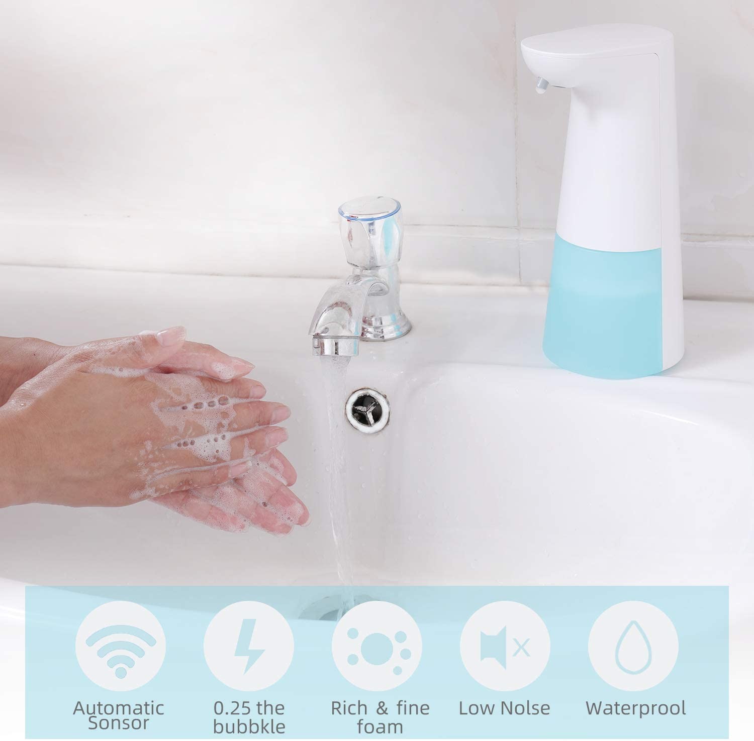 5CM Battery Operated Sanitizer Dispenser ROHS 250ML Touchless Machine