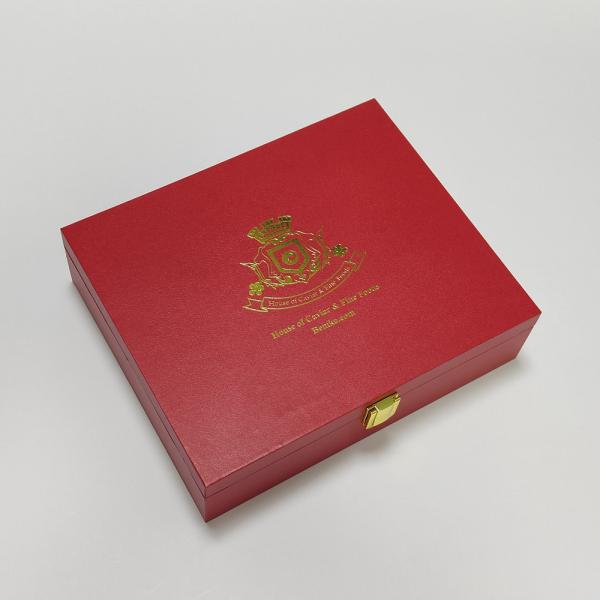 High quality caviar gift box in PU leather with gold foil logo for 30g and 125g